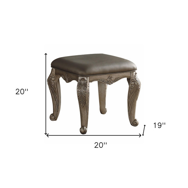 HomeRoots 19" Antique Silver Backless Bar Chair - Stylish Solid Wood Stool for Kitchen & Dining Spaces 318741