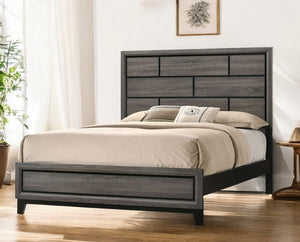 Homeroots Gray Solid Wood Bed Frame  Mdf 318742
