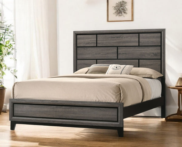 Homeroots Gray Solid Wood Bed Frame  Mdf 318742