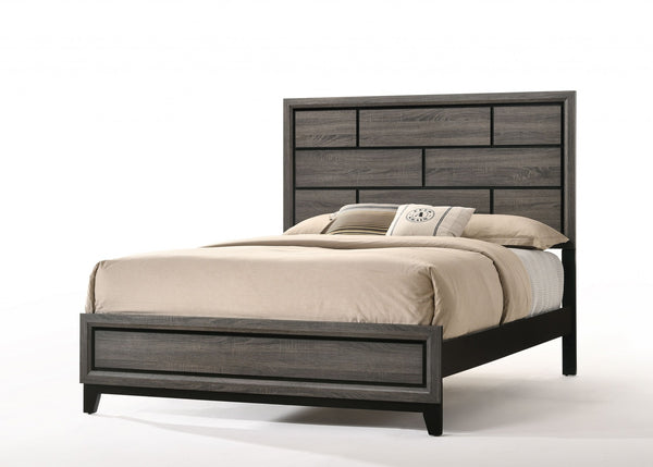 Homeroots Gray Solid Wood Queen Bed Frame  Mdf 318743
