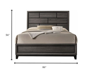 Homeroots Gray Solid Wood Queen Bed Frame  Mdf 318743