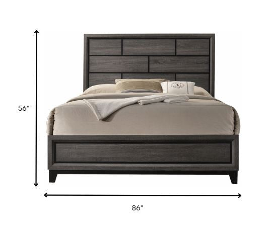 Homeroots Gray Solid Wood Queen Bed Frame  Mdf 318743