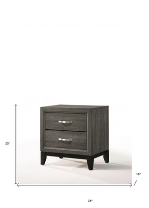 Homeroots 25" Gray Two Drawers Nightstand   318744