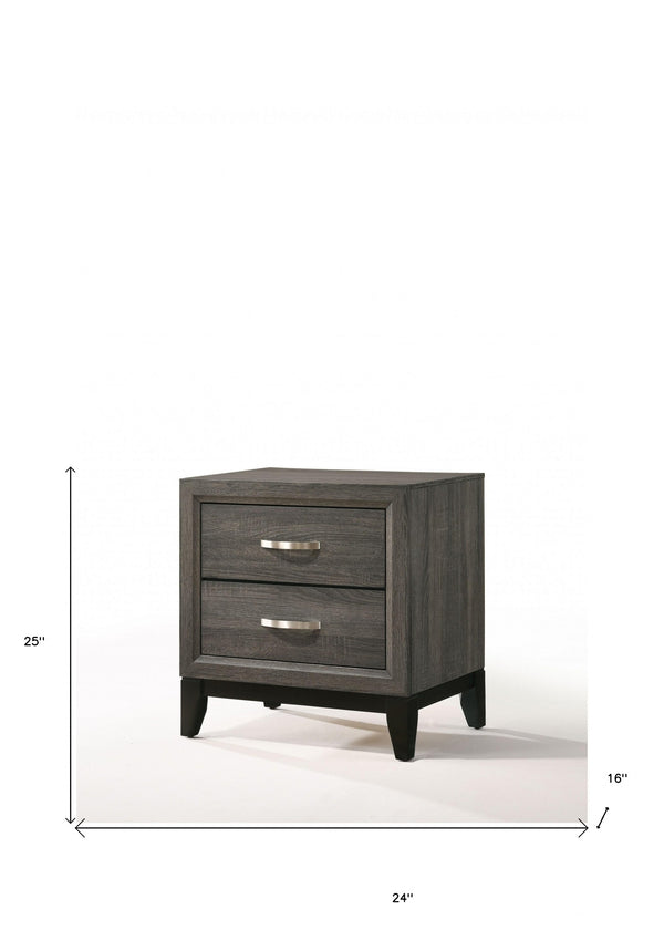 Homeroots 25" Gray Two Drawers Nightstand   318744