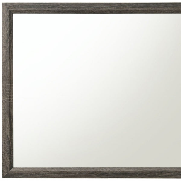 HomeRoots 35" Gray Wood Framed Accent Mirror - Elegant Rectangle Design to Brighten Any Room with Style! 318745