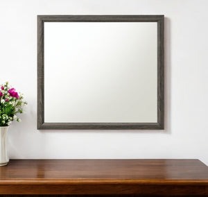 HomeRoots 35" Gray Wood Framed Accent Mirror - Elegant Rectangle Design to Brighten Any Room with Style! 318745