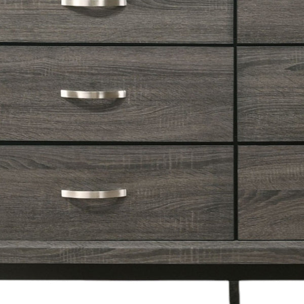HomeRoots 58" Gray Six Drawer Double Dresser - Modern Storage Solution for Organized Bedrooms and Stylish Décor 6 318746