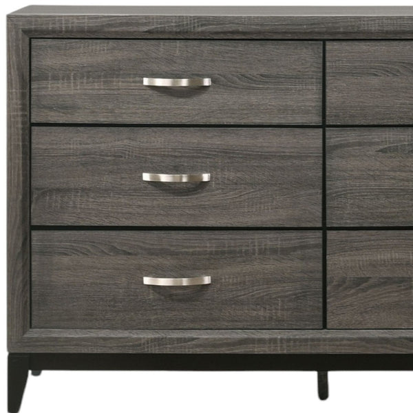 HomeRoots 58" Gray Six Drawer Double Dresser - Modern Storage Solution for Organized Bedrooms and Stylish Décor 6 318746