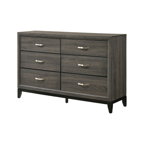 HomeRoots 58" Gray Six Drawer Double Dresser - Modern Storage Solution for Organized Bedrooms and Stylish Décor 6 318746