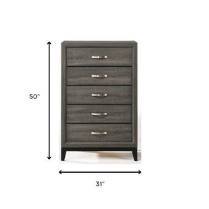 Homeroots 31" Gray Manufactured Wood Five Drawer Chest  Manufactured Wood 318747