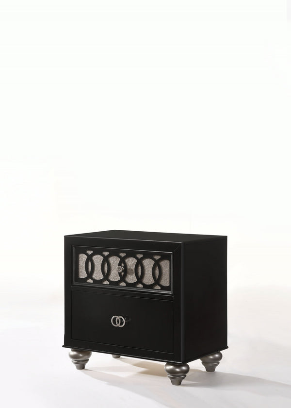 Homeroots 26" X 16" X 26" Copper Shimmery And Black Rubber Wood Nightstand   318750