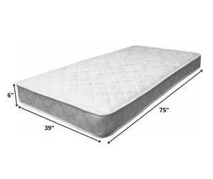 Homeroots 75" X 39" X 6" Twin White And Gray Fabric Mattress  Foam 318759