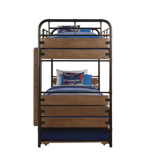 Homeroots Oak Twin Industrial Bunk Bed  Wood 318771