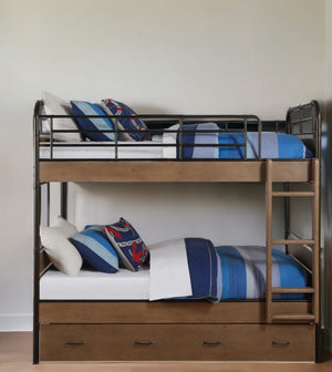 Homeroots Oak Twin Industrial Bunk Bed  Wood 318771