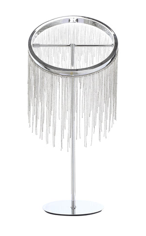 Homeroots 23" Silver Metal Table Lamp With Clear Drum Shade   318778