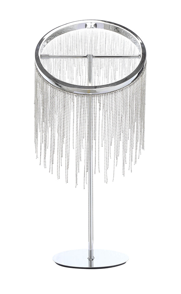 Homeroots 23" Silver Metal Table Lamp With Clear Drum Shade   318778