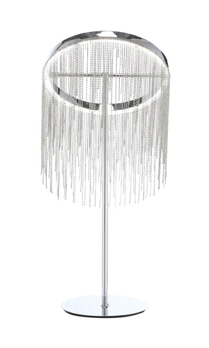 Homeroots 23" Silver Metal Table Lamp With Clear Drum Shade   318778