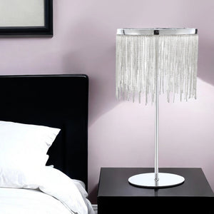 Homeroots 23" Silver Metal Table Lamp With Clear Drum Shade   318778