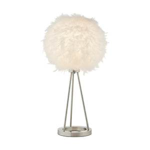 HomeRoots Feather Elegant Nickel Metal Table Lamp with Glowing Accent - Modern Design for Any Space 318780