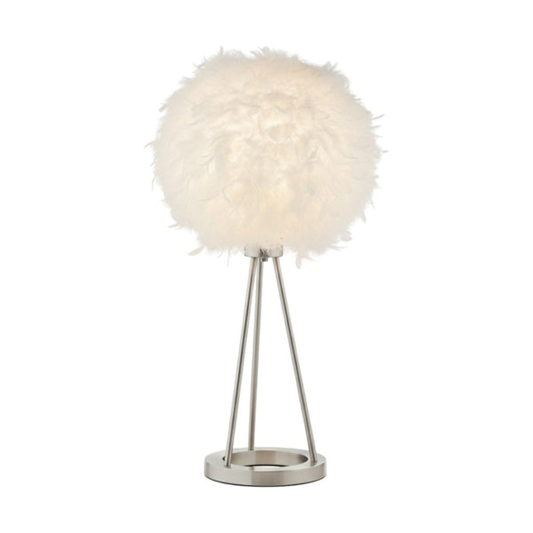 HomeRoots Feather Elegant Nickel Metal Table Lamp with Glowing Accent - Modern Design for Any Space 318780