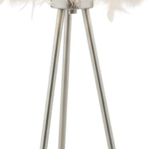 HomeRoots Feather Elegant Nickel Metal Table Lamp with Glowing Accent - Modern Design for Any Space 318780