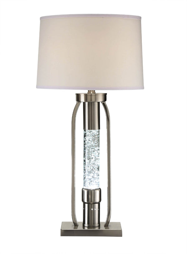 HomeRoots 31" Elegant Silver Metal Table Lamp with Beige Shade – Timeless Design for Any Room Décor 318781