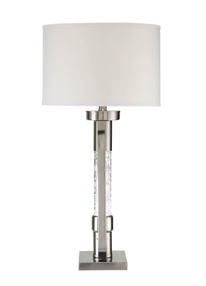 HomeRoots 31" Elegant Silver Metal Table Lamp with Beige Shade – Timeless Design for Any Room Décor 318781