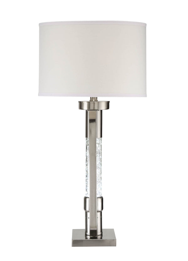 HomeRoots 31" Elegant Silver Metal Table Lamp with Beige Shade – Timeless Design for Any Room Décor 318781