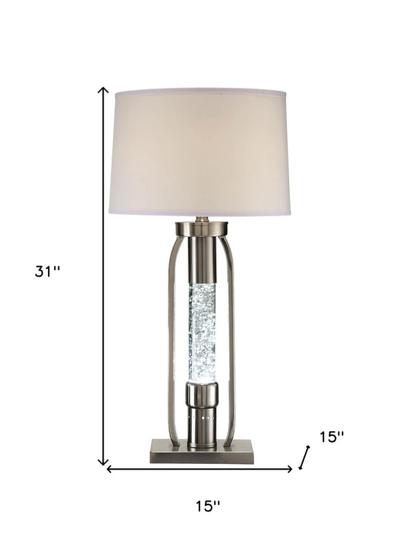 HomeRoots 31" Elegant Silver Metal Table Lamp with Beige Shade – Timeless Design for Any Room Décor 318781