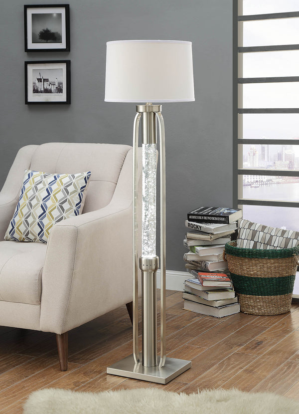 Homeroots 15" X 15" X 58" Sand Nickel Floor Lamp  Metal 318782