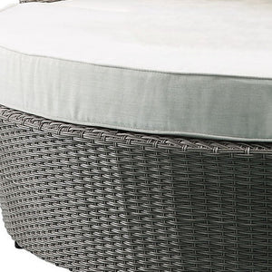 Homeroots Set Of Two Beige Fabric And Gray Wicker Patio Canopy Daybed   318799