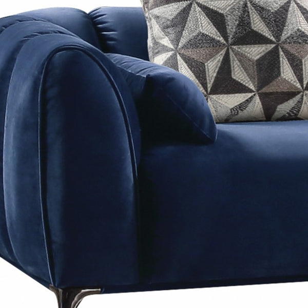 Homeroots 90" Blue Velvet Sofa With Silver Legs   318802