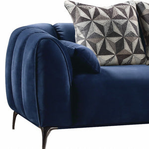 Homeroots 90" Blue Velvet Sofa With Silver Legs   318802