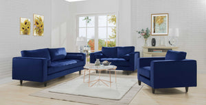 Homeroots 88" Navy Blue Velvet Sofa With Black Legs   318808