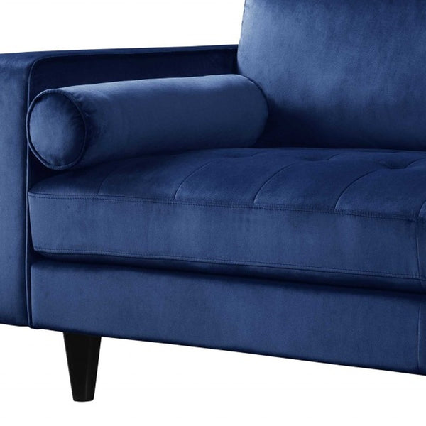 Homeroots 88" Navy Blue Velvet Sofa With Black Legs   318808