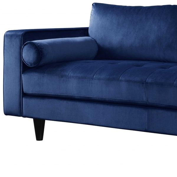 Homeroots 88" Navy Blue Velvet Sofa With Black Legs   318808