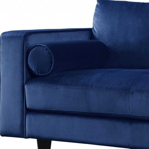 HomeRoots 60" Navy Velvet Loveseat with Pillows - Elegant Button-Tufted Design for Modern Comfort & Style 318809