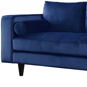 HomeRoots 60" Navy Velvet Loveseat with Pillows - Elegant Button-Tufted Design for Modern Comfort & Style 318809