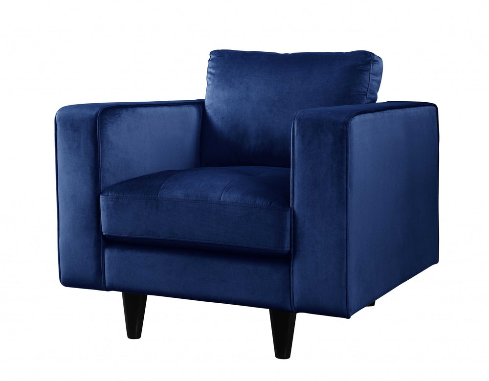 Homeroots 37" X 38" X 35" Navy Velvet Chair   318810