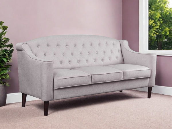 Homeroots 73" Cream Fabric Sofa With Dark Brown Legs   318824