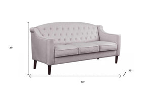 Homeroots 73" Cream Fabric Sofa With Dark Brown Legs   318824