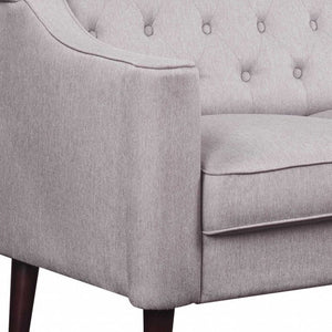 Homeroots 73" Cream Fabric Sofa With Dark Brown Legs   318824