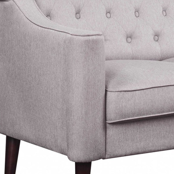 Homeroots 73" Cream Fabric Sofa With Dark Brown Legs   318824