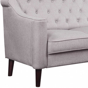 Homeroots 73" Cream Fabric Sofa With Dark Brown Legs   318824