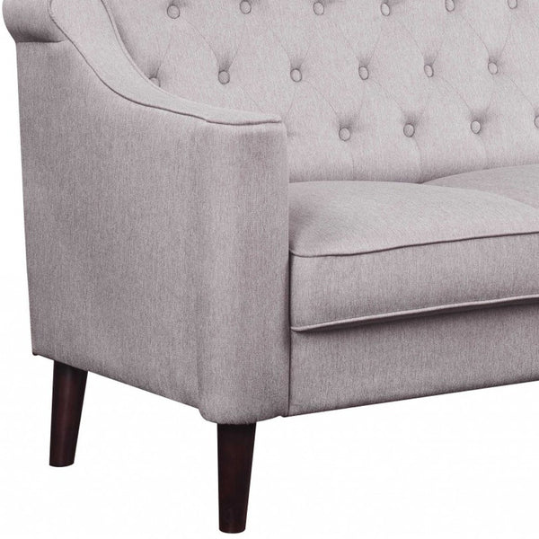 Homeroots 73" Cream Fabric Sofa With Dark Brown Legs   318824