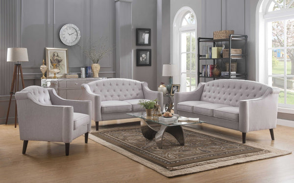 HomeRoots 56" Vintage-Inspired Cream Fabric Loveseat with Tufted Back, Rolled Arms & Cozy Pillows for Home Elegance 318825