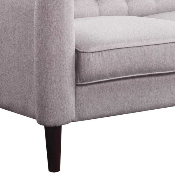 HomeRoots 56" Vintage-Inspired Cream Fabric Loveseat with Tufted Back, Rolled Arms & Cozy Pillows for Home Elegance 318825