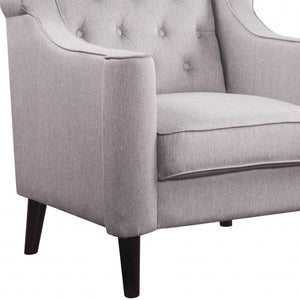 HomeRoots 33" Cream and Black Fabric Arm Chair - Elegant, Durable Upholstery with Stylish Design for Any Space 318826