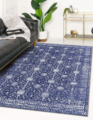 Unique Loom Gray Timeless 2' X 3' Rug - Versatile, Elegant Design For Small Spaces And Everyday Durability Navy,Blue  3188342-unique-loom