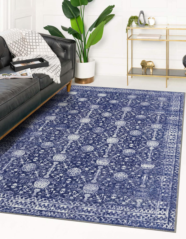 Unique Loom Gray Timeless 2' X 3' Rug - Versatile, Elegant Design For Small Spaces And Everyday Durability Navy,Blue  3188342-unique-loom